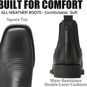 Mens Western Chelsea Cowboy Boots w/Free Bolo Tie